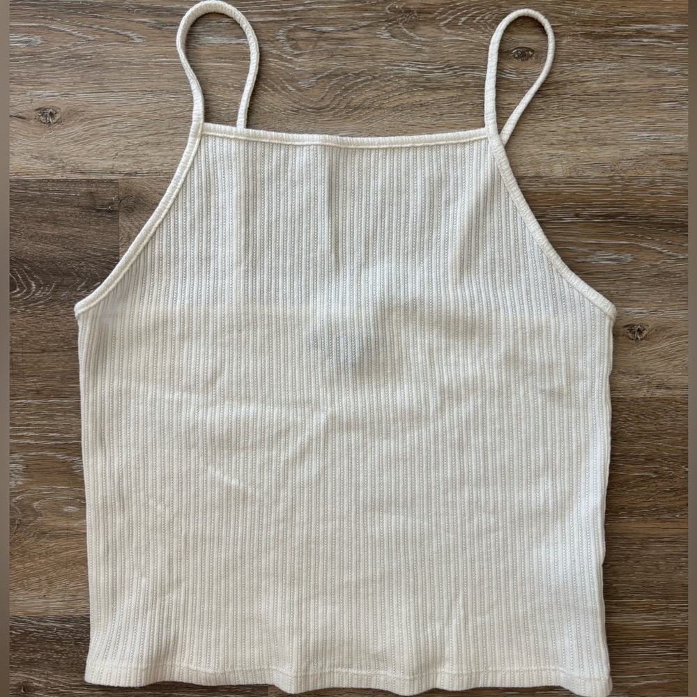 American Eagle Outfitters Cream Ribbed Camisole